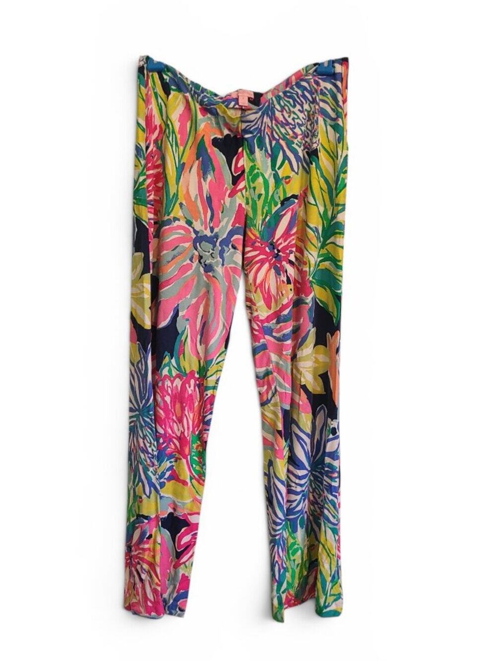 Lilly Pulitzer Georgia May Palazzo Pants Exotic Garden Leaf Print Size Small